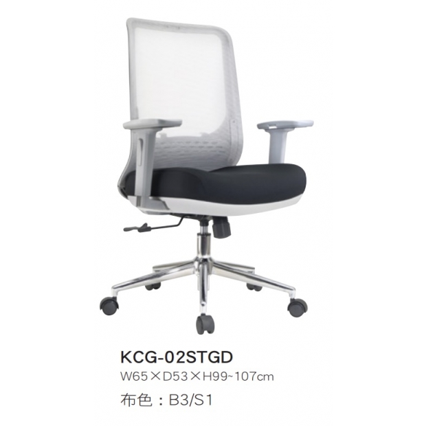 KCG-02 STGD 灰框低背網椅升降手