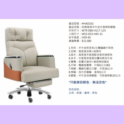 HA01SG 哈姆高背半牛皮沙發椅附腳墊